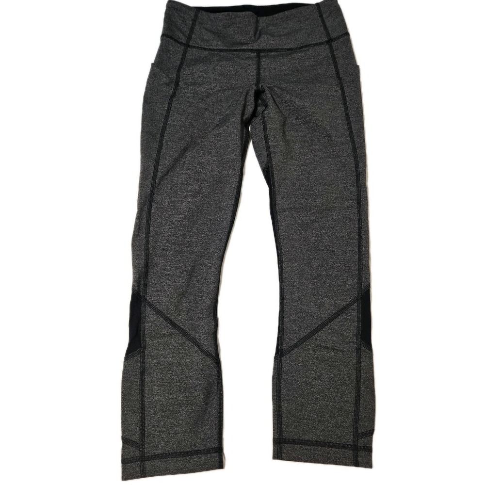 Lululemon Women's Pace Rival Crop Leggings Size 4, Heather Gray/Black